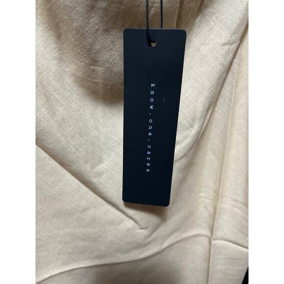 Know One Cares Linen Blend Cowl Neck Slip Midi Dress Beige Size M NWT Wedding - Picture 7 of 8